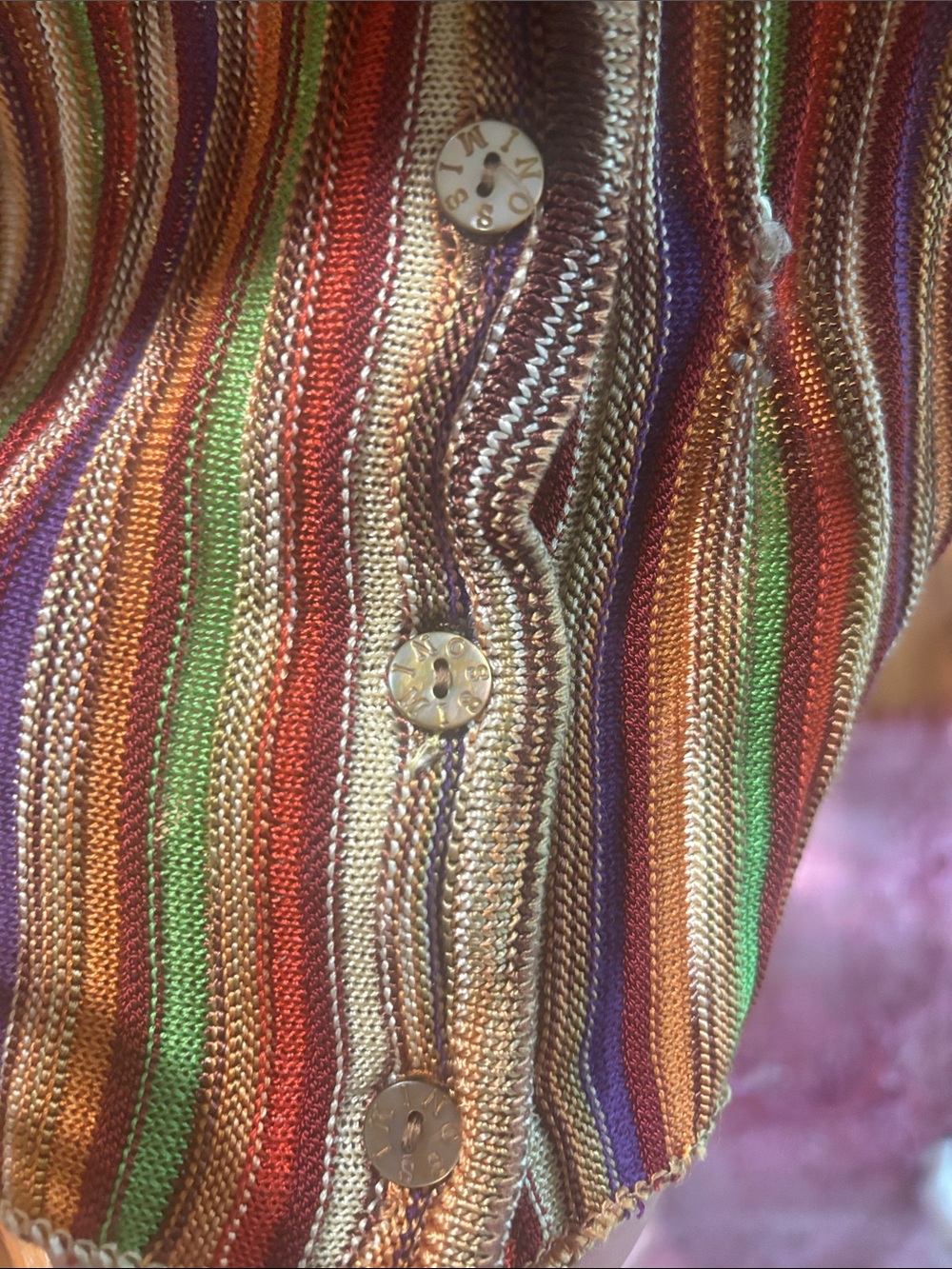 vintage Missoni Multicolor Striped V-Neck Button Front Top - Picture 4 of 7